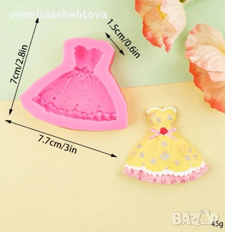 Рокля с панделка на кръста силиконов молд ва шоколад фондан за декорация на торта , снимка 2 - Форми - 54130092