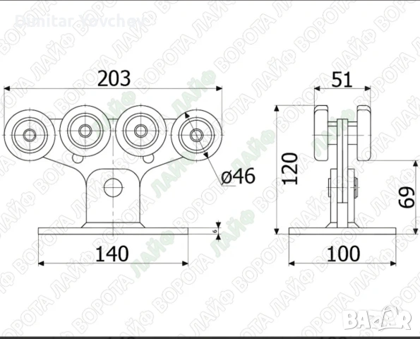 Ролка с 8 колела за врата до 500кг, снимка 7 - Други машини и части - 54005794