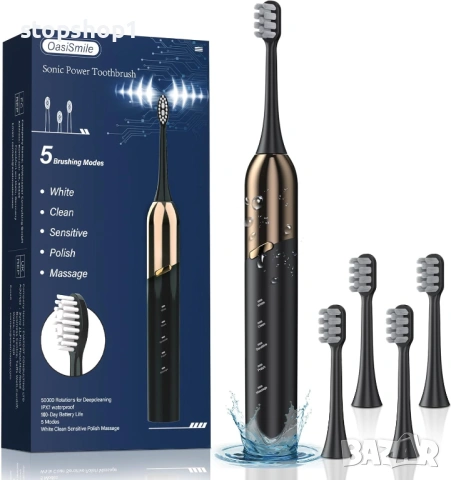 Електрическа четка за зъби OasiSmile Sonic, 5 режима, 41000 VPM Мощно дълбоко почистване, Акумулатор