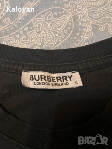 Черна тениска с логото на Burberry , снимка 2 - Тениски - 54330308
