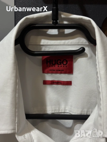Оригинална мъжка риза HUGO Elisha02 Extra slim fit, stretch, снимка 3 - Ризи - 53793449
