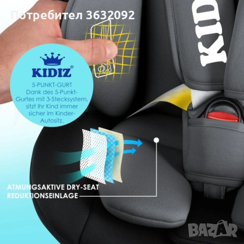 Детско столче за кола с ISOFIX, завъртащо се на 360°, снимка 6 - Аксесоари и консумативи - 54678513