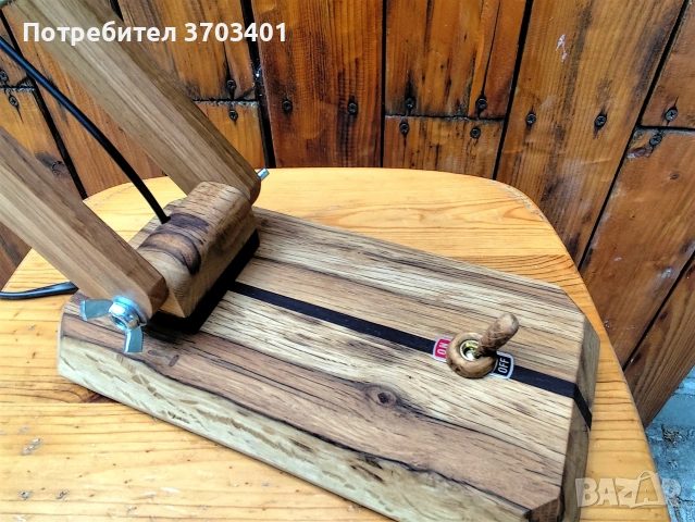 Ретро винтидж дървена лампа от рециклиран стар фар, снимка 3 - Настолни лампи - 54809762
