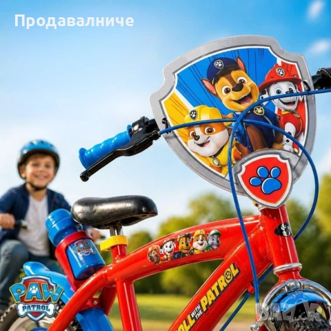 Детски велосипед Paw Patrol 16” - със спомагателни колела, спирачки, снимка 4 - Велосипеди - 54708573