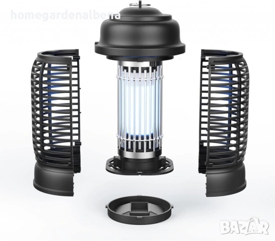 Електрически уред против комари насекоми Bug Zapper 20W обхват 80м² UV лампа, снимка 4 - Външни лампи - 54486257