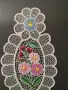 Стенно пано с бродерия и дантела в дървена рамка и стъкло, снимка 3
