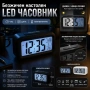 Настолен LED дигитален часовник с термометър аларма постоянно светещ в тъмното на батериии, снимка 8