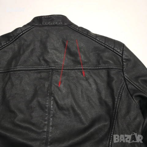 HUGO BOSS Оригинално Кожено Мъжко Яке Две Тънки Драскотини на Гърба 48 М, снимка 14 - Якета - 54888456