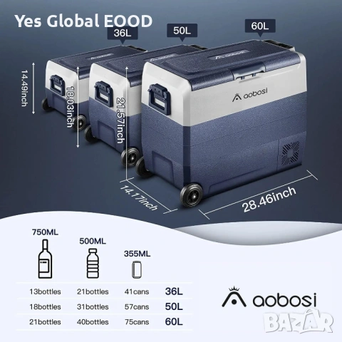 AAOBOSI 50L компресорен хладилник двойна зона, снимка 4 - Хладилници - 54449009