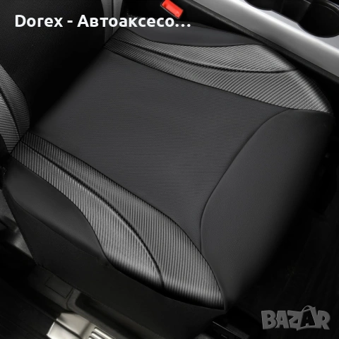 Луксозна автомобилна тапицерия 9 части - черна с карбон ефект, еко кожа и дишащ текстил, снимка 4 - Аксесоари и консумативи - 54215975