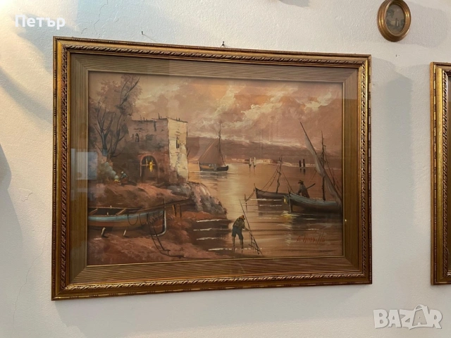 Двойка италиански картини, снимка 4 - Антикварни и старинни предмети - 54870875