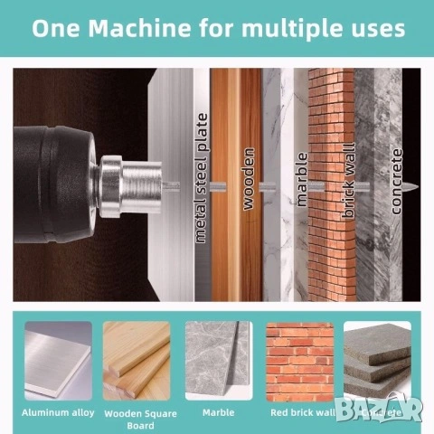 Нов пистолет за забиване на пирони По-качествен модел, дърво, метал, бетон, Пълен комплект+50 пирона, снимка 2 - Други инструменти - 54152284