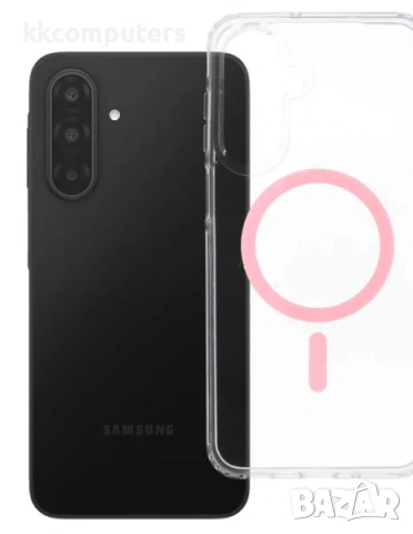 Калъф силикон с MagSafe Drop / Прозрачен-Розов / за Samsung A17 + Протектор Баркод : 3134065