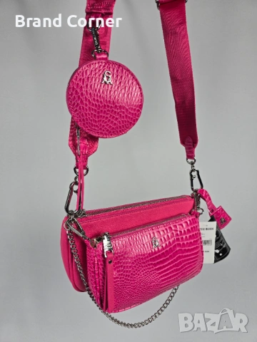 Нова дамска чанта Steve Madden 3 в 1 – циклама с портмоне, снимка 2 - Чанти - 54405720
