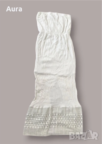 maxi dress with a textured bodice and a patterned lace hem, снимка 3 - Рокли - 54403705
