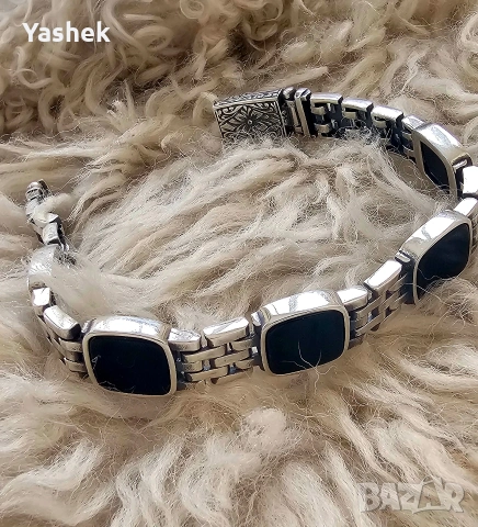 Продавам поръчкова сребърна гривна с черен Оникс, снимка 10 - Гривни - 54210868