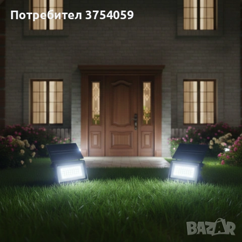 Соларна лампа COBA CB-LD180 (126 LED) —  мощен външен прожектор със сензор за здрач, IP67