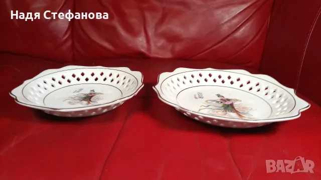 Китайски чинии за мезета, рязан порцелан 4 бр по два размера, два вида, снимка 3 - Чинии - 55442308