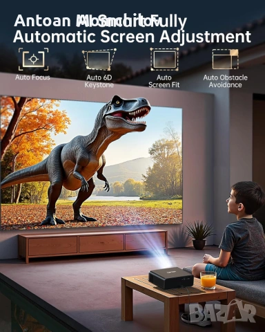 Проектор TOPTRO A1 Smart 4K WiFi 6 Netflix, снимка 4 - Плейъри, домашно кино, прожектори - 54805345