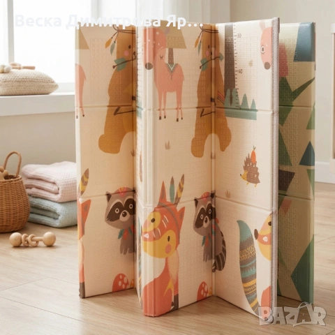 Двулицев образователен детски килим Горски животни 180 х 200 см - водоустойчив, сгъваем, снимка 2 - Други - 53990159