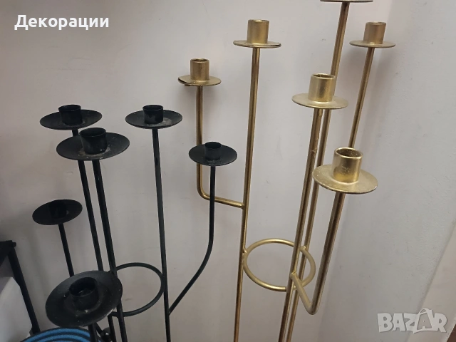 нов голям метален свещник в златен и черен цвят , снимка 4 - Декорация за дома - 54482331