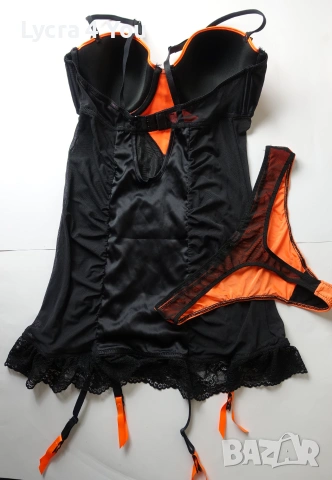 M/L луксозен комплект от нощничка с жартиери и прашка, снимка 2 - Бельо - 55213476