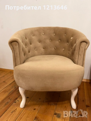 НОВ Комплект лежанка два фотьойла и пейка в бежово, снимка 3 - Дивани и мека мебел - 54202328