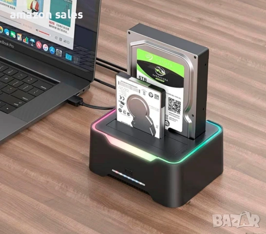 Докинг станция за RGB твърд диск, двойна докинг станция за 2,5/3,5 инча SATA HDD SSD,клониране..., снимка 10 - Твърди дискове - 54575553