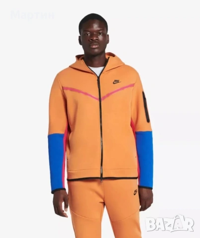 Мъжко горнище Nike Tech Fleece Curry/Pink/Blue - размер M