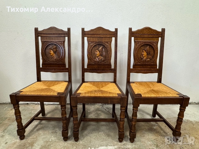 Комплект трапезни столове от дъбов масив, снимка 7 - Столове - 55006020