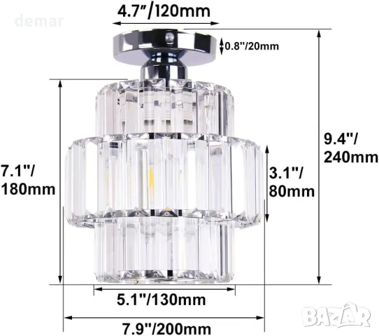LED полилей с кристален дизайн за таван – хромирана визия, ефектно осветление, снимка 2 - Полилеи - 55493395