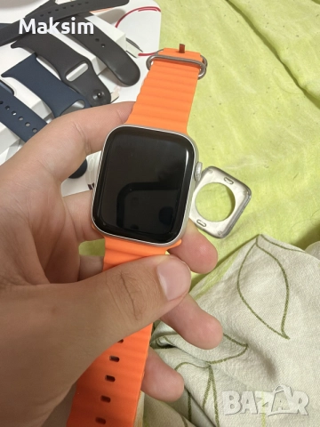 Apple Watch series 9 Silver Blue 45mm с гаранция и касова бележка + Apple Watch Ultra Case, снимка 9 - Друга електроника - 55365867