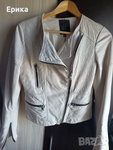 Бяло кожено яке естествена кожа 