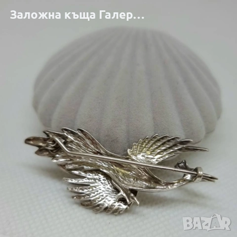 Винтидж сребърна брошка 925 „Птица Феникс“ – 6,24 г, снимка 2 - Други - 54214821