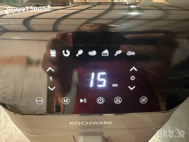 Дигитален еър фрайър KOCHWERK 4L 1400W с тъч дисплей - Черен, снимка 4 - Фритюрници - 55485907