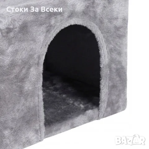 Драскалка за котки XL 90 см с къщичка и тунел, снимка 3 - За котки - 55484966