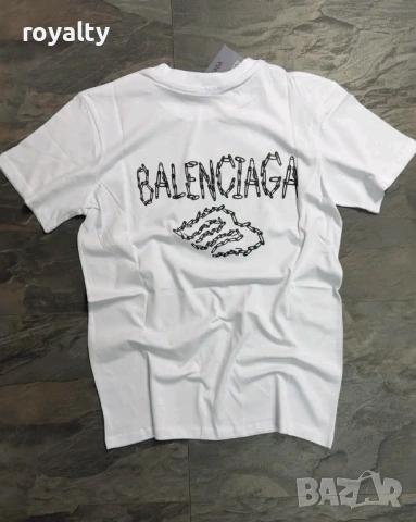 Balencaga Нова Бяла Мъжка Тениска 