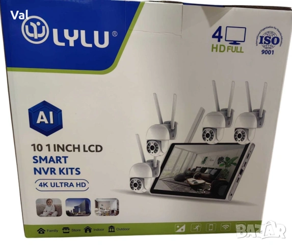 Безжичен WiFi комплект с 4 камери 4К Ultra HD+DVR за видеонаблюдение, снимка 2 - Комплекти за видеонаблюдение - 55181818