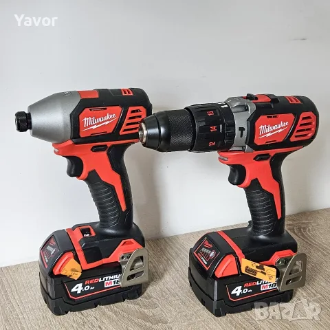 НОВ комплект Milwaukee M18 ударен гайковерт и винтоверт с 2 батерии 4Ah, зарядно и куфар, снимка 5 - Винтоверти - 55415587