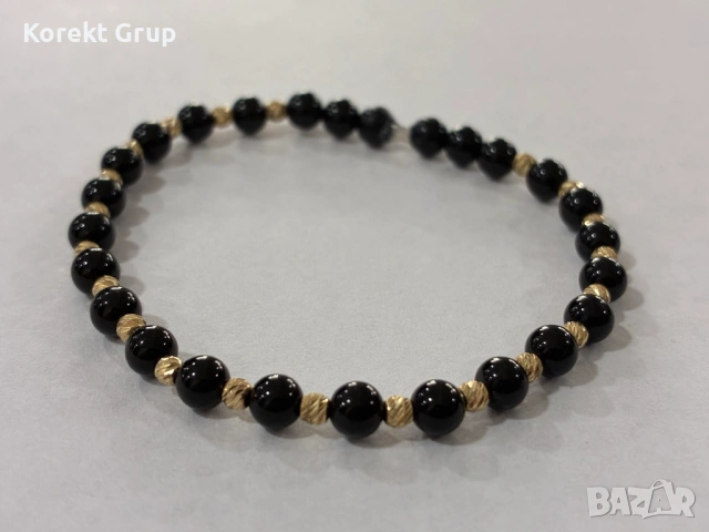 Гривна с мъниста 14к злато