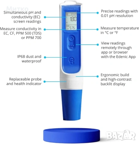 Нов Bluelab OnePen 3-в-1 (pH, EC/PPM, температура) с Bluetooth", снимка 5 - Други - 54604720