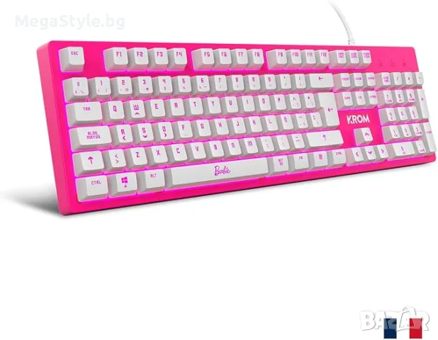KROM BARBIE KANDY - Бяла LED мембранна клавиатура, мишка 6400 DPI оптичен сензор, снимка 5 - Клавиатури и мишки - 55674182