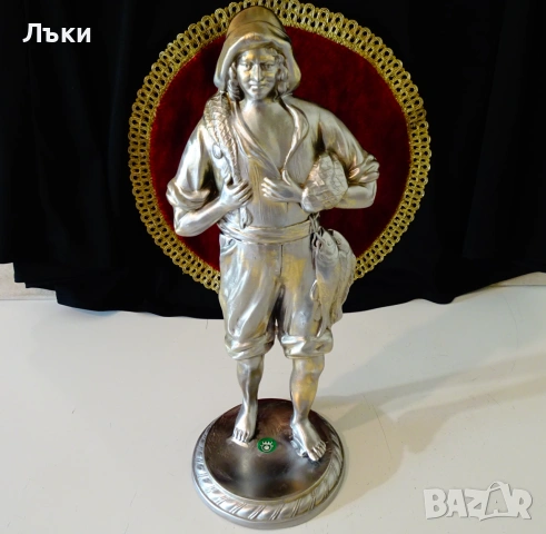 Калаена скулптура Рибар,35 см.,2 кг. , снимка 9 - Статуетки - 55101532