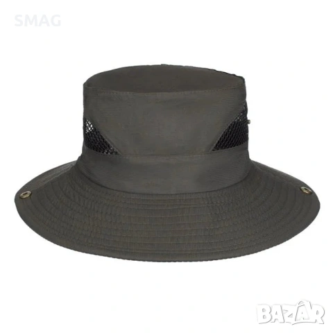 Мъжка bucket шапка каки с мрежа и копчета_1224690, снимка 2 - Шапки - 54923261