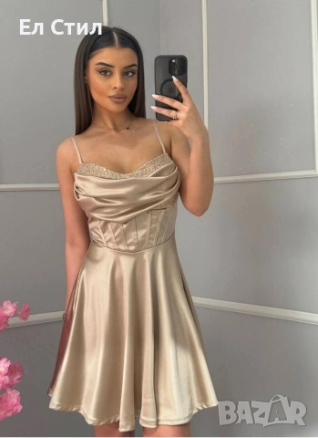 🌹Дамска сатенена рокля с пайети. 39 евро. С и М., снимка 2 - Рокли - 53967246