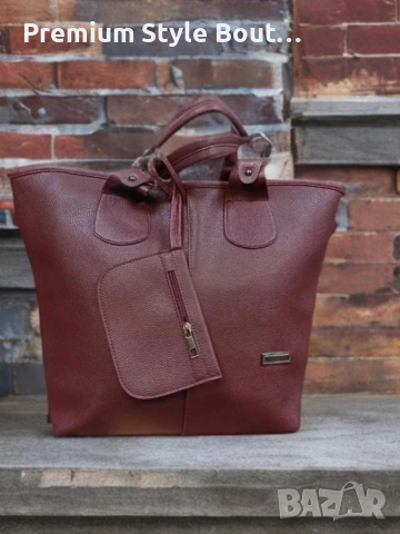 Дамска кожена чанта с аксесоар - портмоне, снимка 2 - Чанти - 54158811