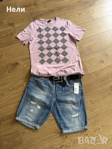 H&M Мъжки къси дънки и тениска, снимка 7 - Къси панталони - 55256018