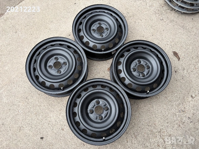 4 броя железни джанти + тасове за Toyota Yaris- Hybrid 15, снимка 10 - Гуми и джанти - 53998049