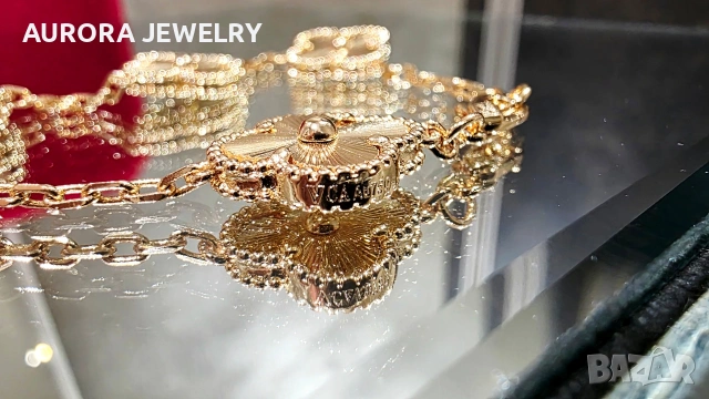 Van Cleef & Arpels VCA 5 Motifs Rose Gold Clear Vintage Alhambra Дамска Гривна, снимка 6 - Гривни - 54062297