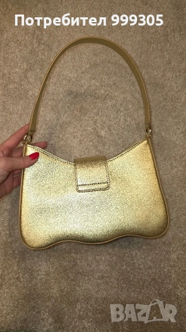Оригинална дамска чанта Furla 1927 Mini Shoulder Bag – златиста, естествена кожа, снимка 5 - Чанти - 54364589